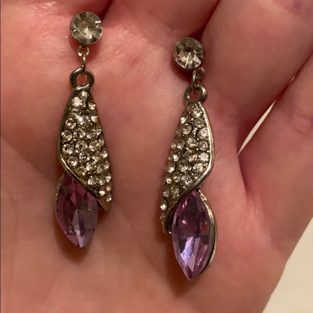 Purple sparkle earrings.